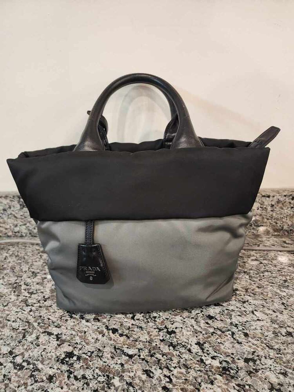 Prada Tessuto Reversible Gray Nylon Fabric Tote Bag SPB 323177 (323177)